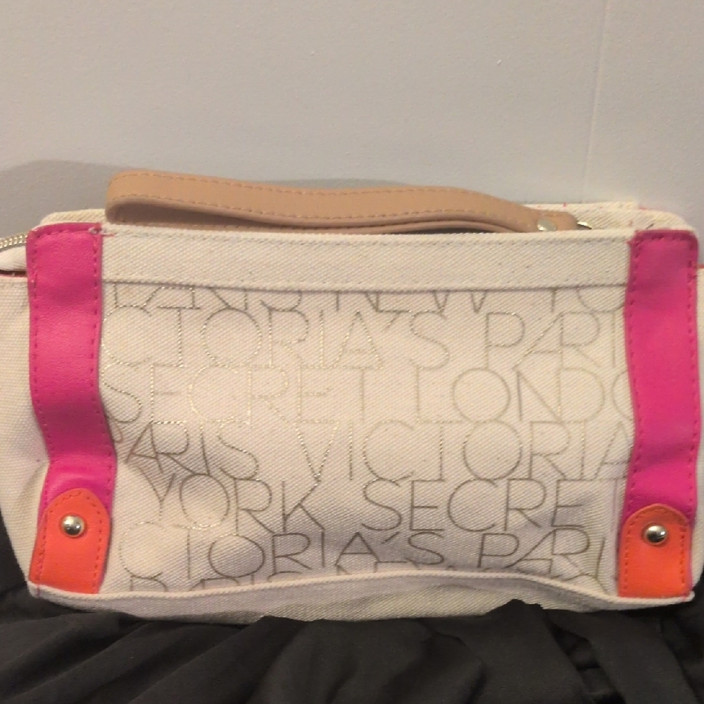 Victoria's Secret White Clutch with Pink and Orange Accents - Picture 6 of 8